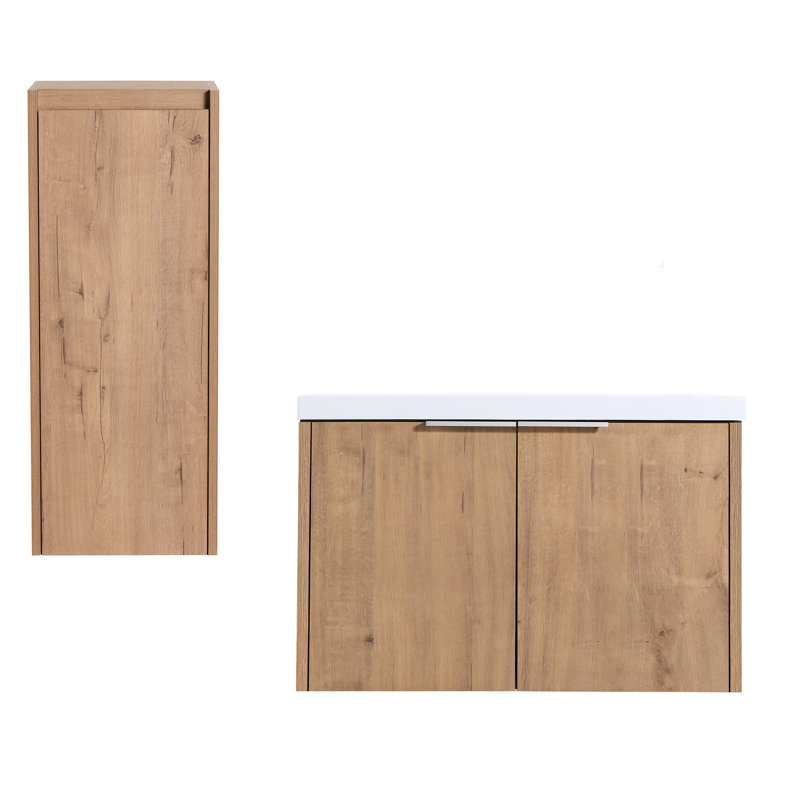 Meuble-lavabo de salle de bain avec lavabo et armoire d'appoint - Style moderne, grand espace, métal rouillé, spacieux