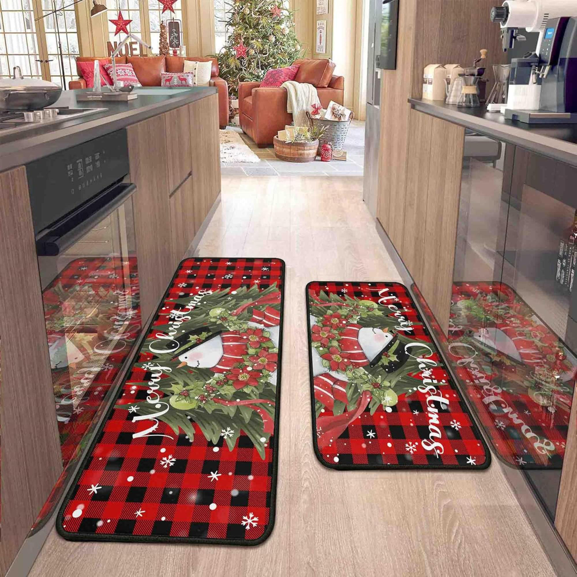 Merry Christmas Kitchen Mat, Xmas Tree Snowflake Kitchen Mats For - View #5