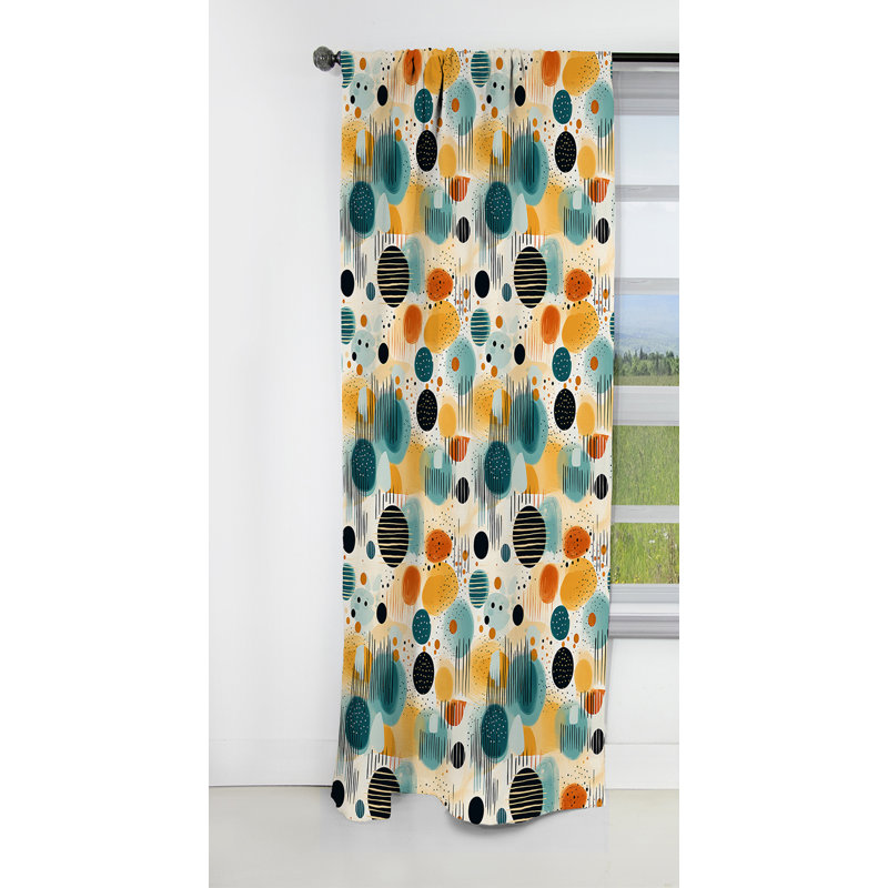 Motif géométrique jaune et vert I - Rideau occultant géométrique abstrait - 1 panneau, L 52 po x L 84 po