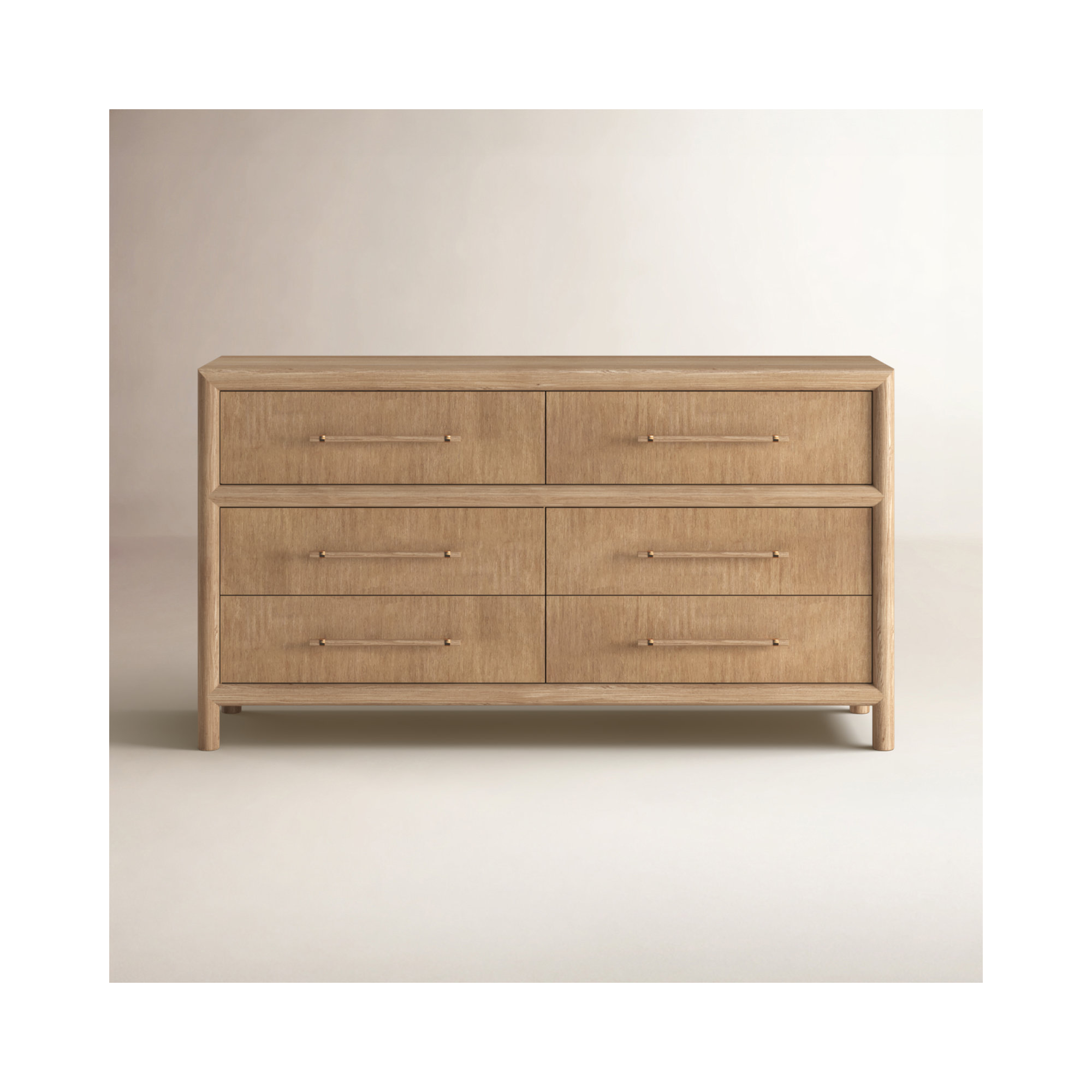 Colleen 6 Drawer 66" W Double Dresser, Natural