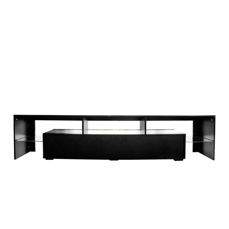 Meuble télé moderne pour 80 pouces avec 20 lumières DEL télécommandées avec lumières à télécommande, Noir