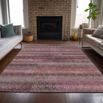 Tapis intérieur / extérieur rose lavable à la machine Xhevrie
