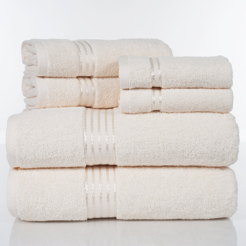 Lavish Home 6 Piece Bathroom Towels Set - 625GSM 100% Cotton Bathroom Essentials with 2 Absorbent Wash Cloths, 2 Hand Cloths, and 2 Bath Towel for Shower, Gym, Dorm and Spa (Ivory)