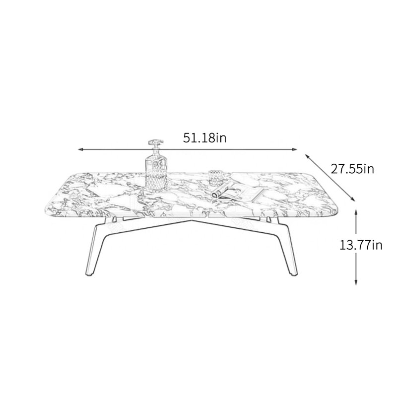 Table basse au design minimaliste léger, H 13,77 po x L 51,18 po x l 27,55 po