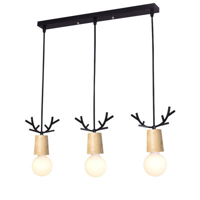 Luminaire suspendu pour îlot de cuisine 3 lumières à DEL linéaires avec accents de bois Newland