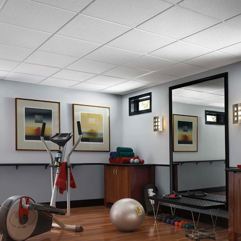 Sahara Angled Tegular 15/16 2 ft. x 2 ft. Drop-In Mineral Fiber Acoustic Ceiling Tile in White, Set of 16