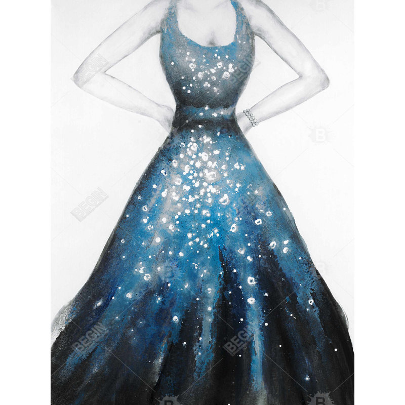Blue Princess Dress - Illustrative Figurative Canvas Art
