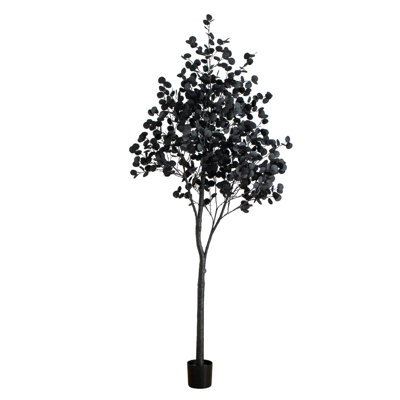 Pre-Lit Artificial Halloween Black Eucalyptus Tree With 300 Orange & Purple LED Lights