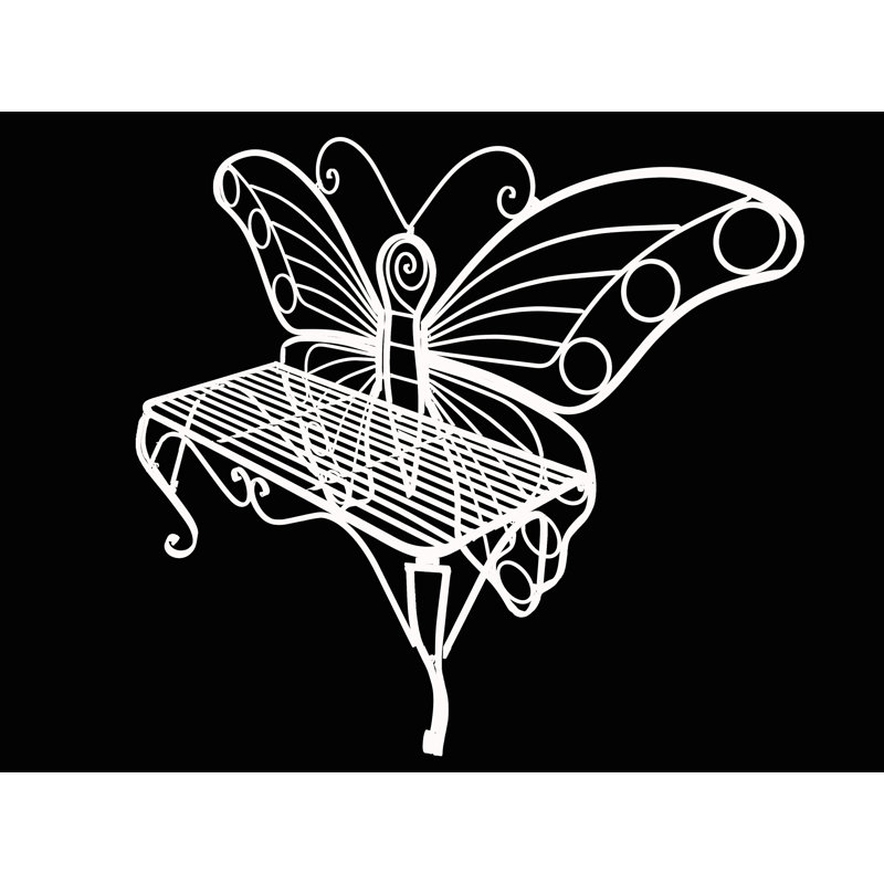  Butterfly Metal Outdoor Garden Bench, White