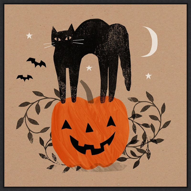 «Halloween Cat I» par Victoria Barnes - cadre flottant, impression sur toile