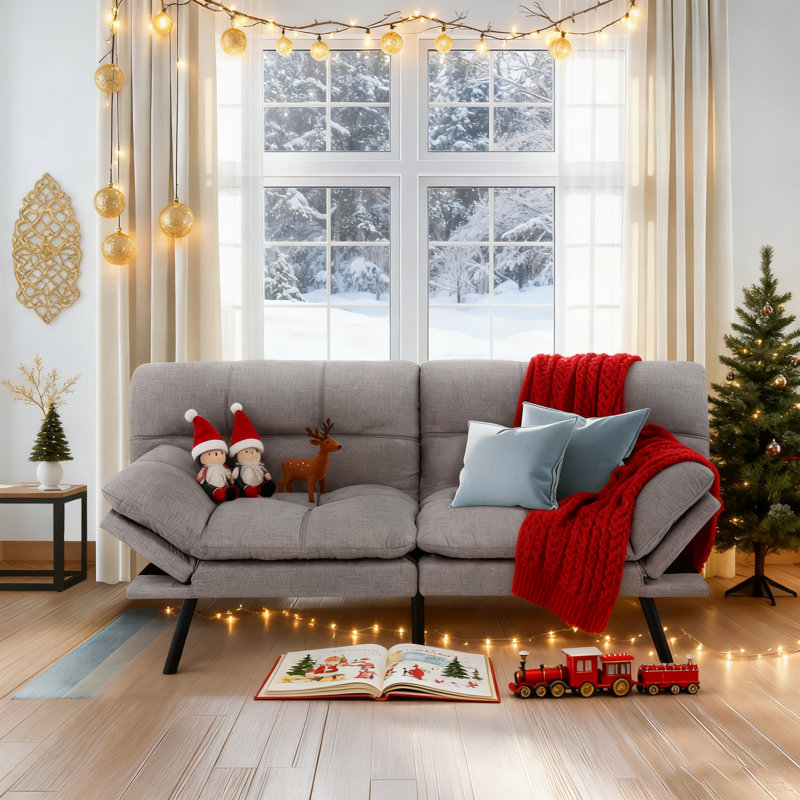 Canapé-lit futon 3-en-1 de 71 pouces - Assemblage facile pour les invités qui passent la nuit, Gris