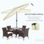 Outsunny 9Ft Patio Umbrella With Push Button Tilt And Crank, Ruffled Outdoor Market Table Umbrella With Tassles And 8 Ribs, For Garden, Deck, Pool, Cream White-87920861