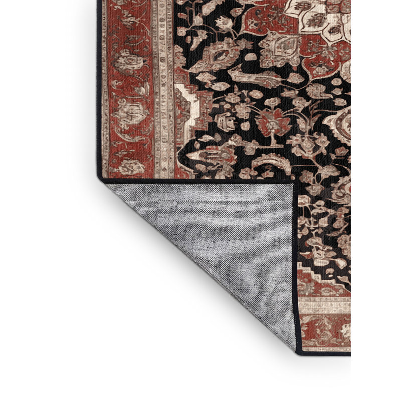 Tapis brun lavable à la machine, Rond 8 pi