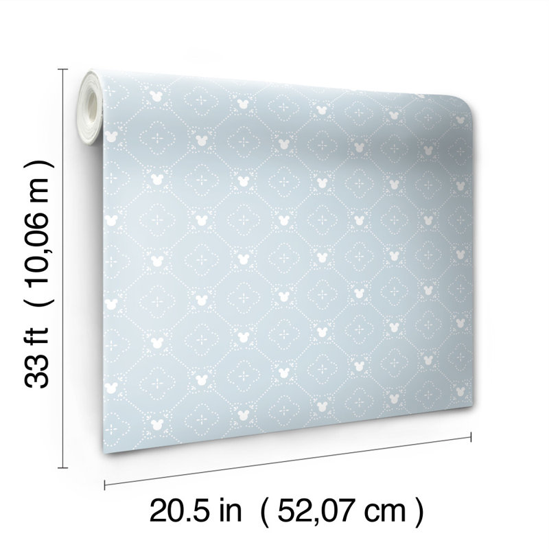 Rouleau de papier peint L 33 pi x l 20,5 po Argyle Disney Mickey Mouse, Bleu