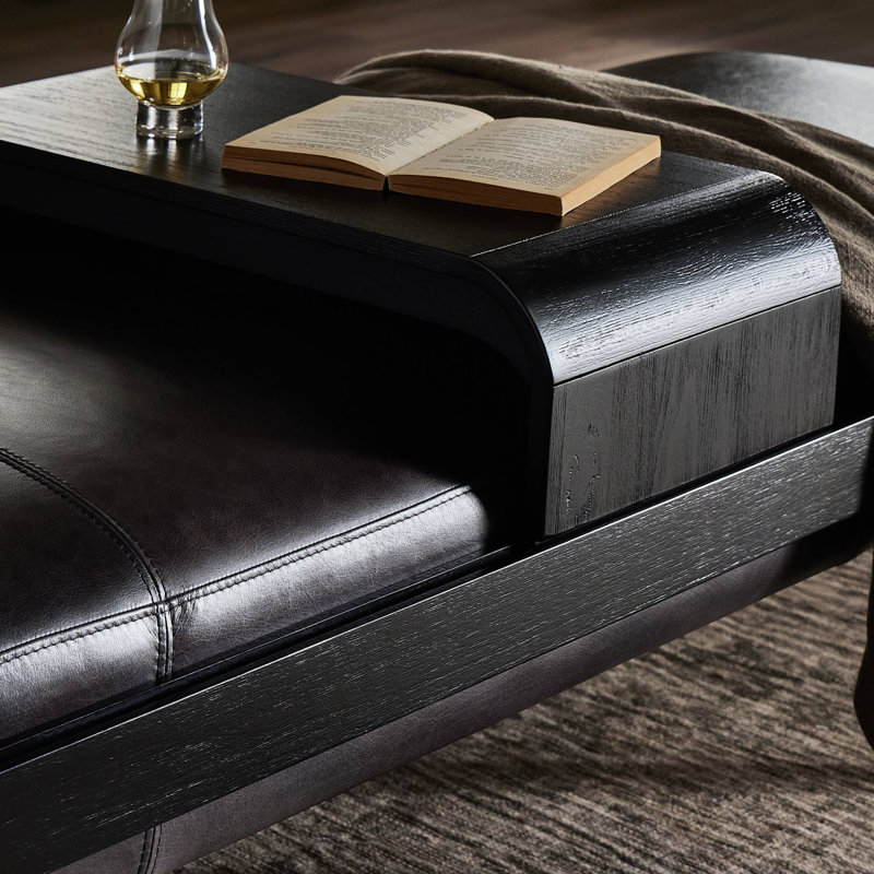 Fawkes Upholstered Bench, Sonoma Black, Brushed Ebony