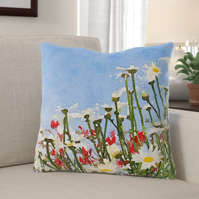 Coussin décoratif fleurs Ebeling, Microsuède, Intérieur