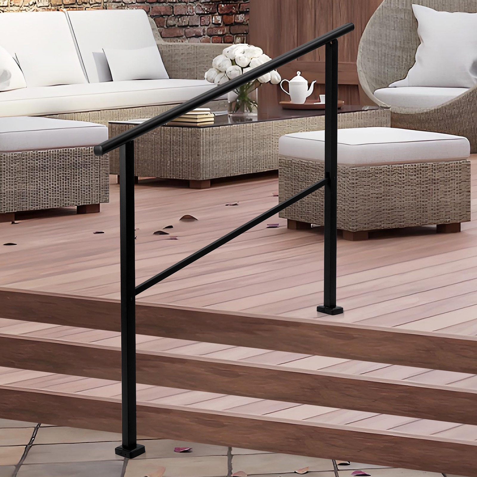 Yuan Home ‌Heavy Duty 2-Step Handrails for Outdoor Stairs, 26"x39 ...