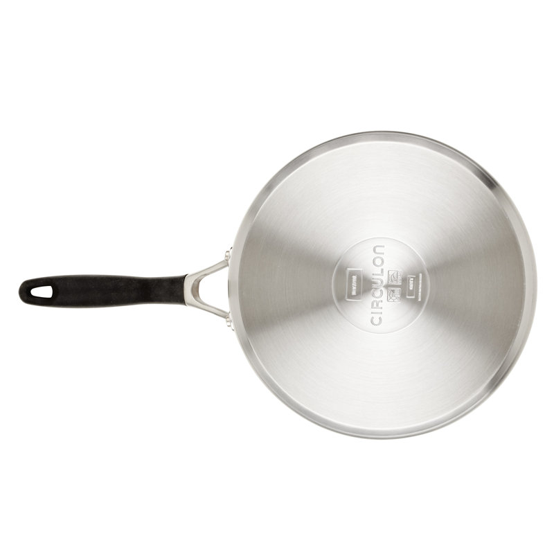 Circulon Stainless Steel Sauté Pan and SteelShield Hybrid and Nonstick Technology, 3 Quart, Silver