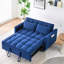 Lit en velours bleu Dream Dream, cadre en bois massif de 55 pouces avec poches pour plus de commodité