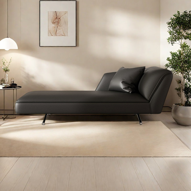 Méridiennes en cuir pour chambre à coucher, Orienté à droite, Noir, noir, noir, noir