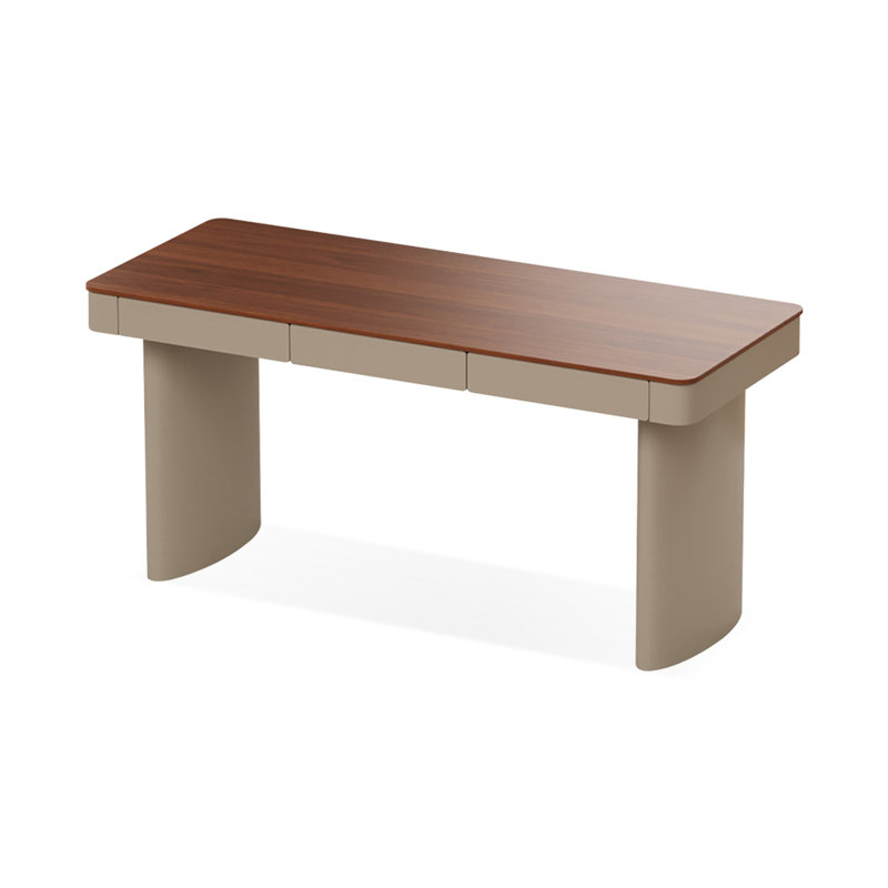 Bureau rectangulaire en bois manufacturé kaki avec 3 tiroirs, H 29,53 po x L 55,12 po x l 23,62 po, Kaki