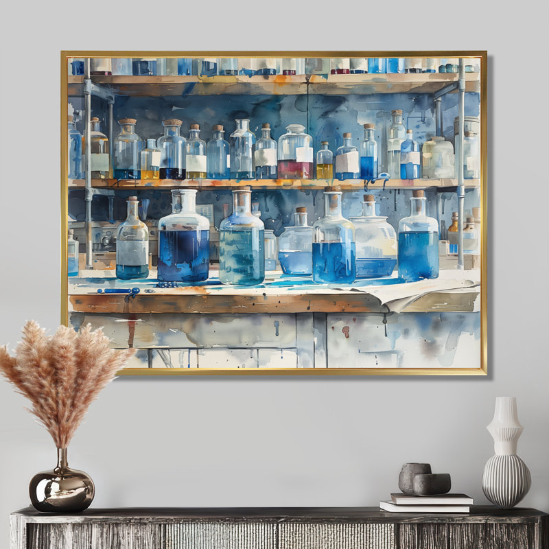 Impression sur toile Tyron - Laboratories, Cadre flottant doré, H 34 po x l 44 po