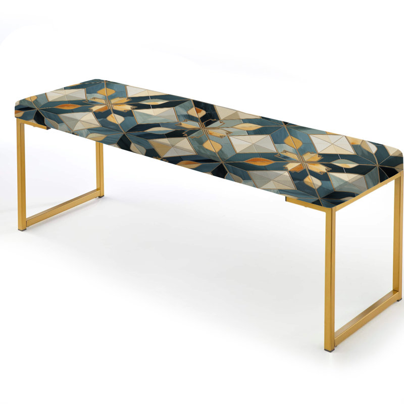 Paddy - Geometric Upholstered Gold Bench