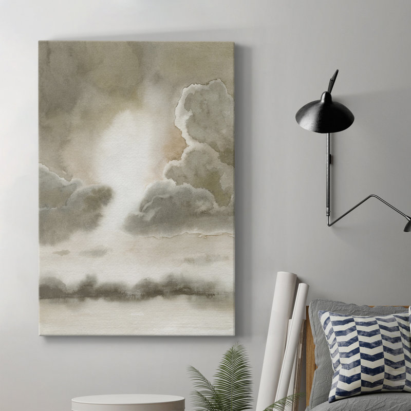 Toile tendue avec châssis de qualité supérieure sépia Sky I - prête à être accrochée, H 60 po x l 40 po x P 1 po