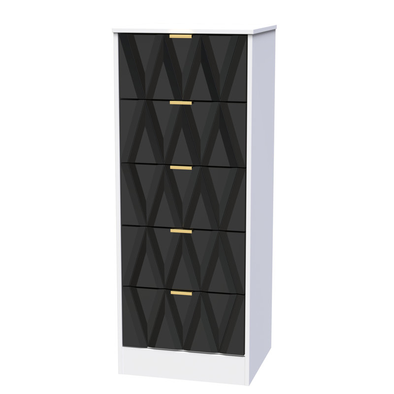 Las Vegas Bedside Table, Deep Black/White Matt