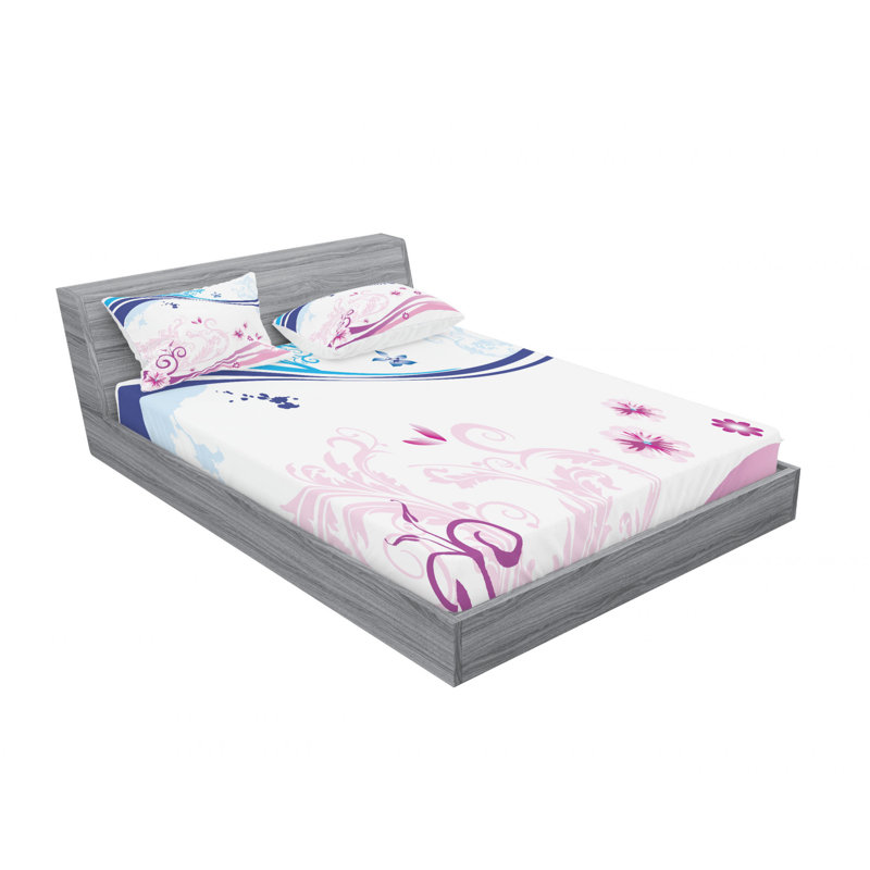 Microfiber Floral Sheet Set, Queen Sheet Set with Fitted Sheet