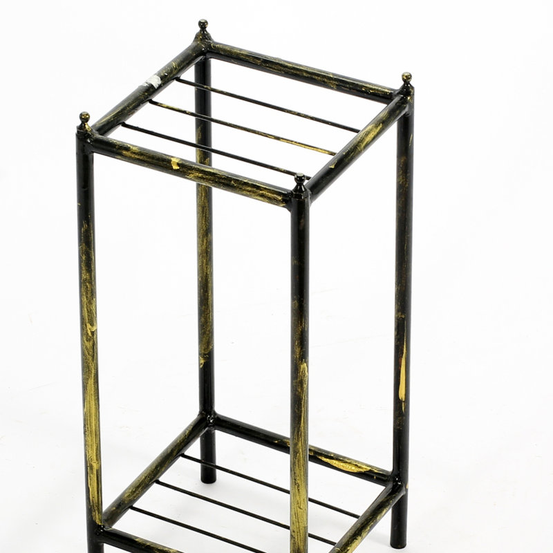 Petit support pour plante carrée en métal à 2 niveaux Stone Slab, H 17,02 po x l 7,52 po x P 7,52 po