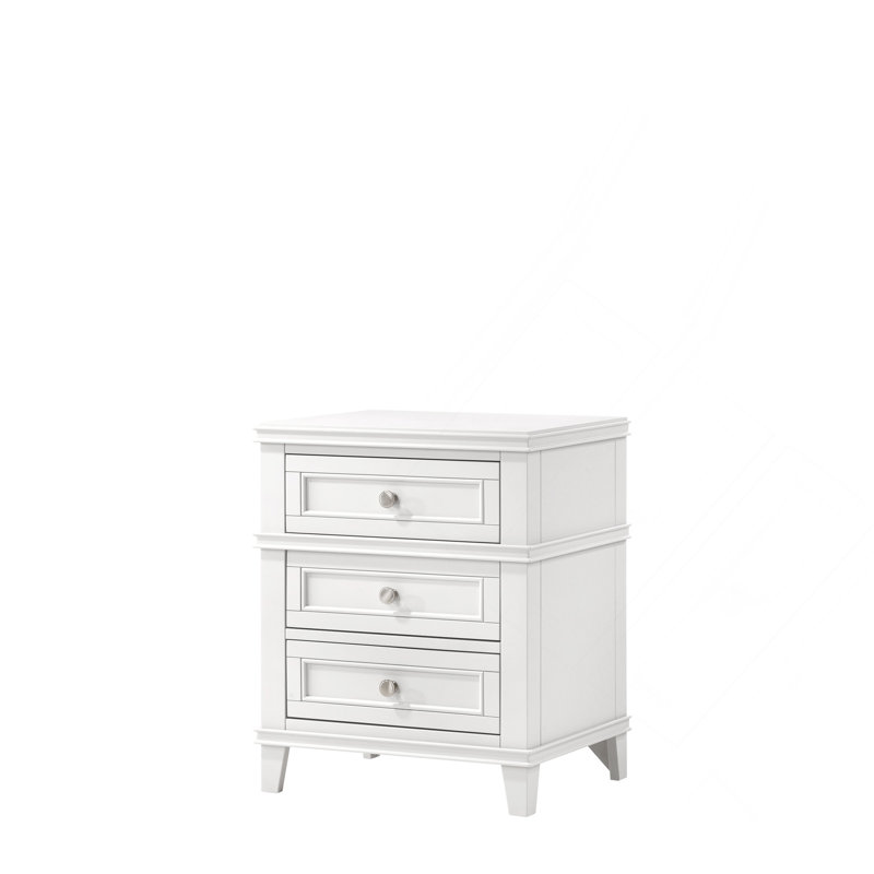 3 Drawer Nightstand W/ USB, White