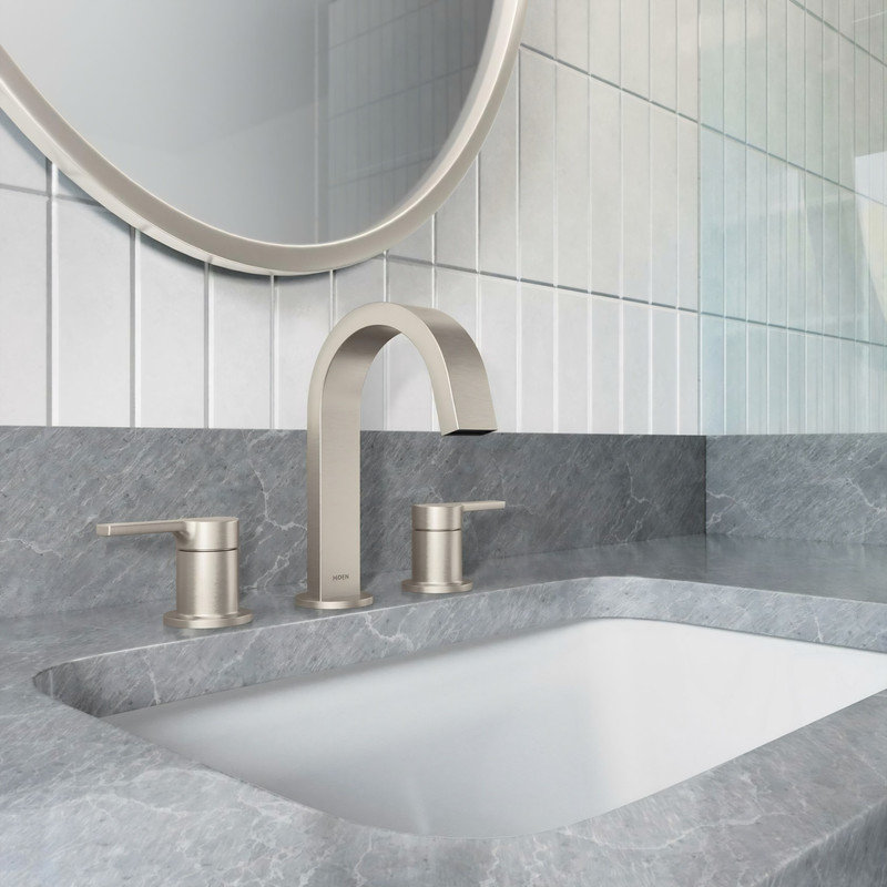 Robinet de salle de bain à deux poignées en nickel brossé Spot Resist MOEN Avri