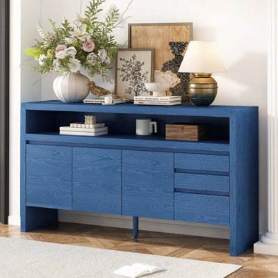 60"Long Wood Storage Console Table with 3 Drawers,Open Shelf
