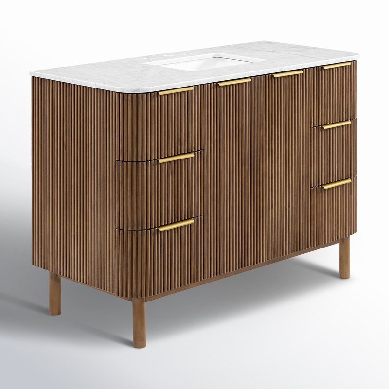 Kensington 48" Bathroom Vanity in Fluted Birch, Brown Reeded Birch