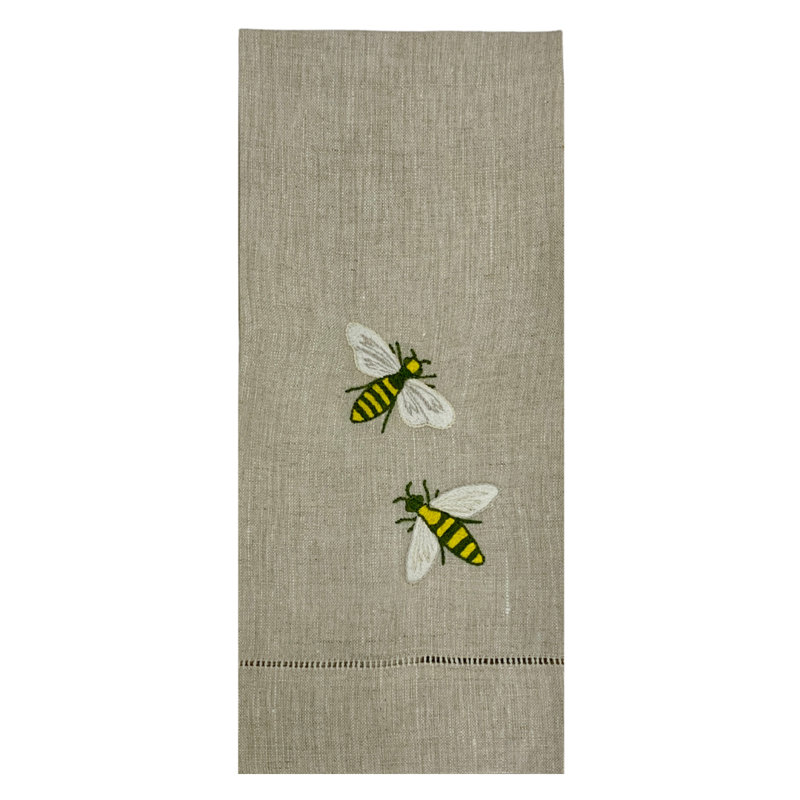 Buzzing Bees Tea Towel, Flax