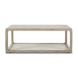 Vandemark Artissance Peking Coffee Table, 47-Inch Long Wooden Coffee Table with Base, White Wash Finish, Rustic