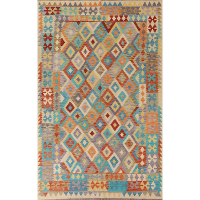 Tapis oriental réversible en laine Kilim 7 x 10