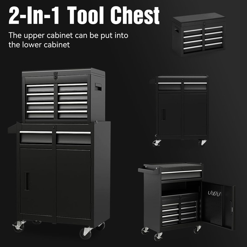 Armoire à outils avec plateau amovible et crochets pratiques pour le garage