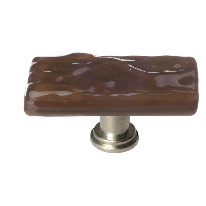 Poignée de meuble longue en verre Glacier, Nickel satiné, Jaune pâle, Poignée longue Skinny