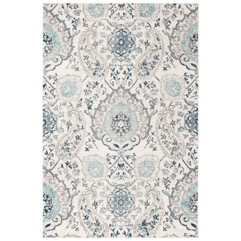 Christa Damask Cream/Light Gray Rug, Rectangle 8' x 10'