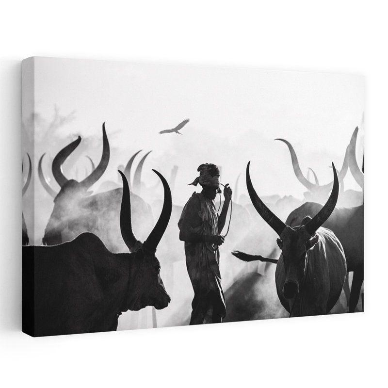 Silhouette de bouvier silhouette d'art dramatique traditionnel abstrait, 24" H x 36" W