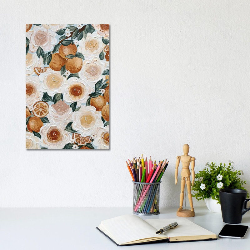 Floral Oranges by Katie Bryant - Wrapped Canvas Gallery-Wrapped Canvas Giclée, 20.32 cm H x 30.48 cm W