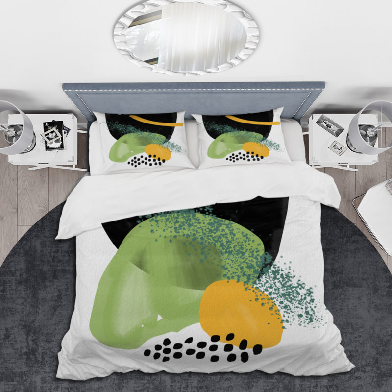 Minimal Retro Abstracts I - Modern Duvet Cover Set, King Duvet Cover + 2 King Shams