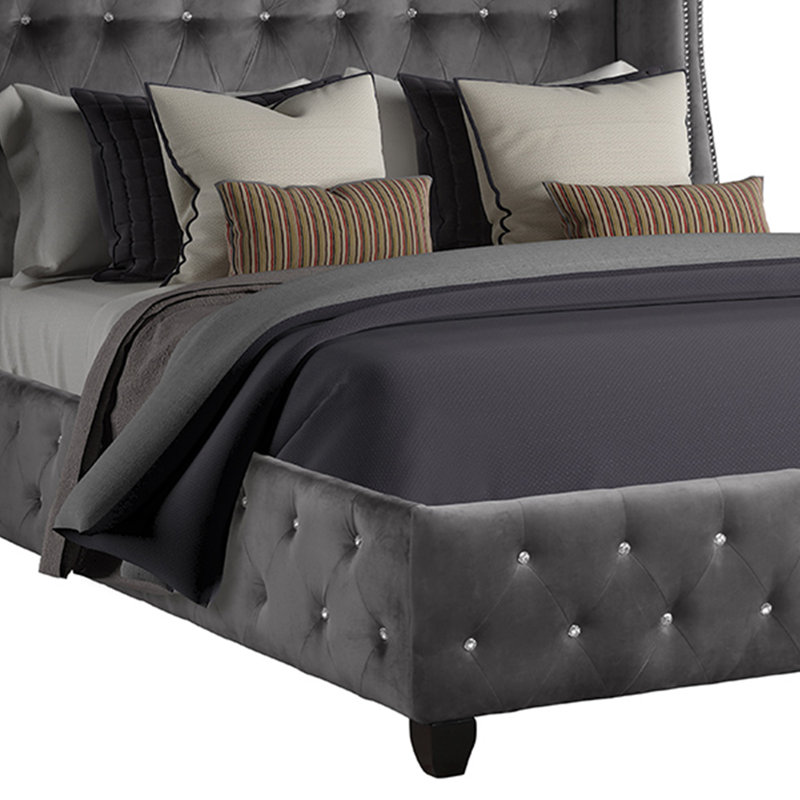 Lit tapissier Brazee, Grand, gris