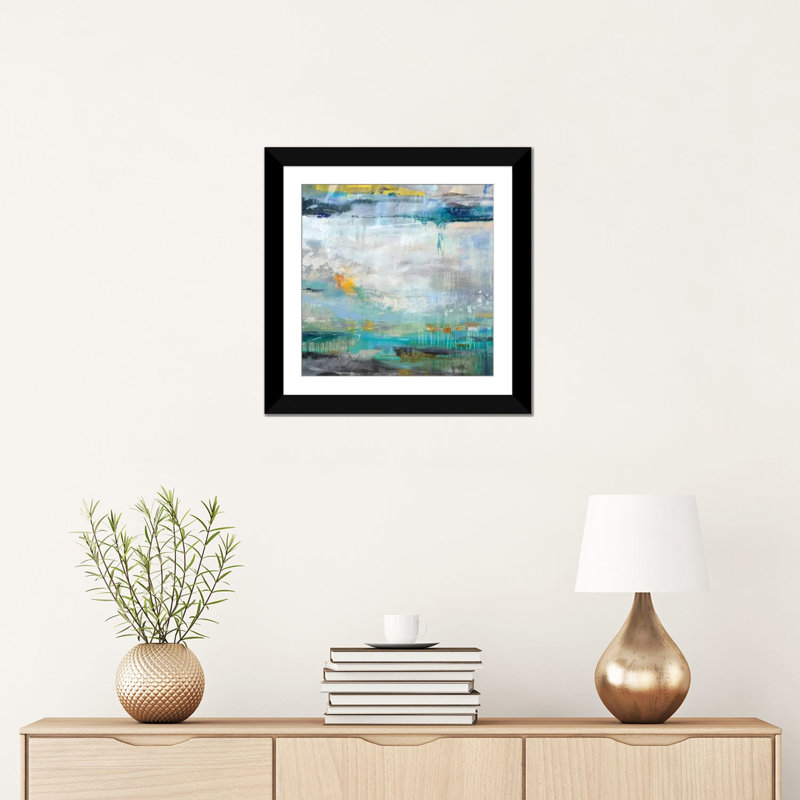 « atmospher », impression sur toile, H 16 po x l 16 po x P 1 po, Papier d'art encadré noir, Blanc