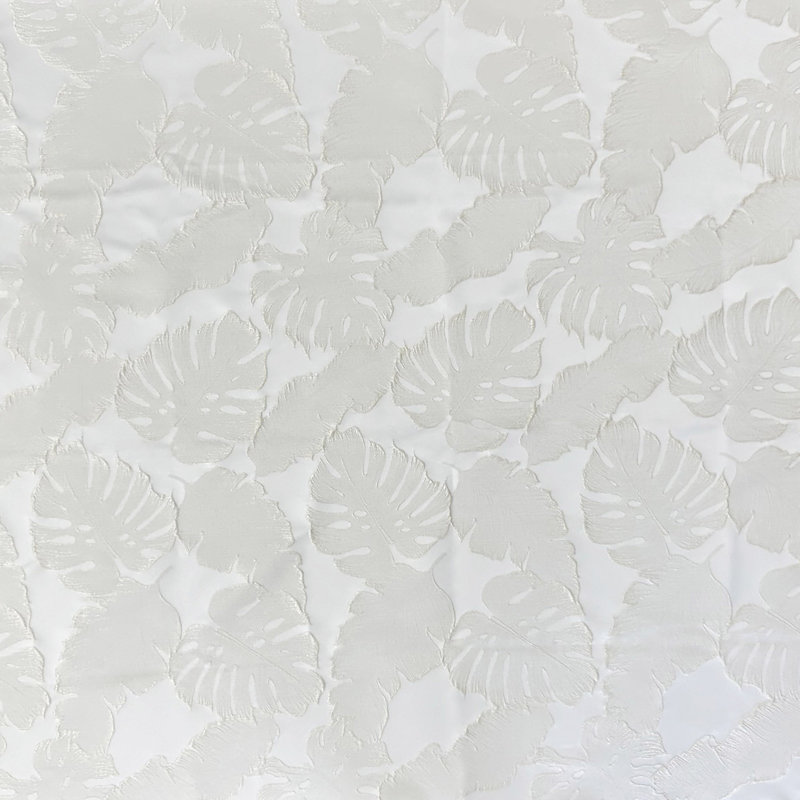Haney Fabric | Shiny Floral Jacquard Fabric | Drapery & Curtain Fabric, White