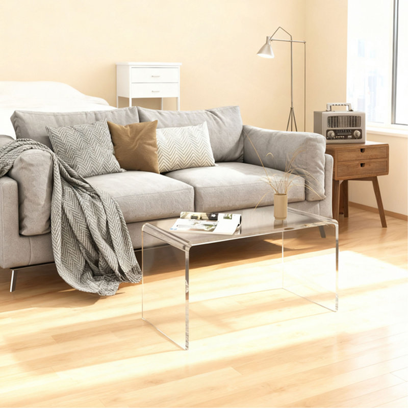 Coffee Table,Long Rectangle Waterfall Coffee Table