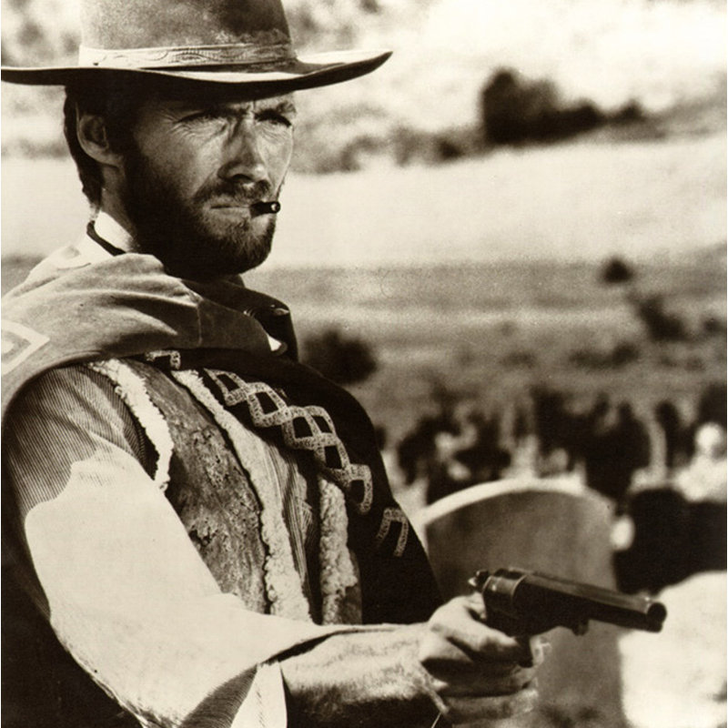 Clint Eastwood dans The Good, the Bad, the affreux, H 15 po x l 15 po
