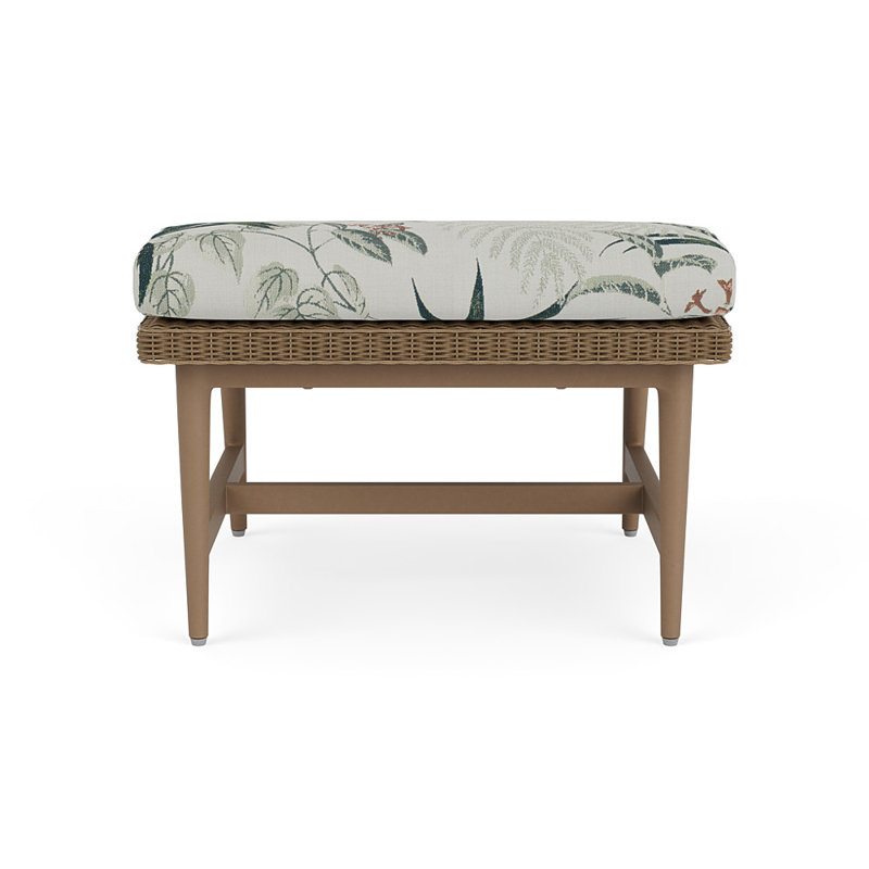Cascade Outdoor Ottoman, Delicate Botanical Sage, Fawn